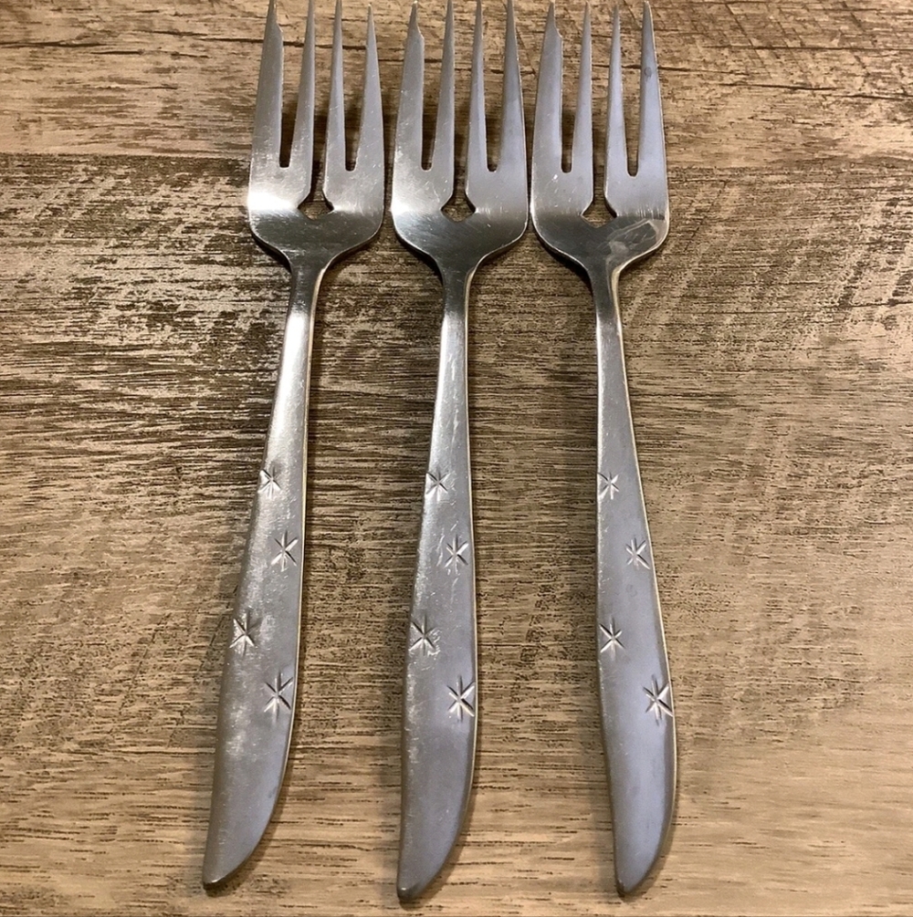 (3) Acsons "ACF3" Atomis 4 Star Motif Stainless Salad Forks Japan